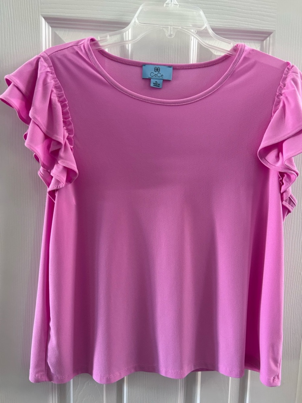 CeCe Pink Ruffled Sleeveless Blouse